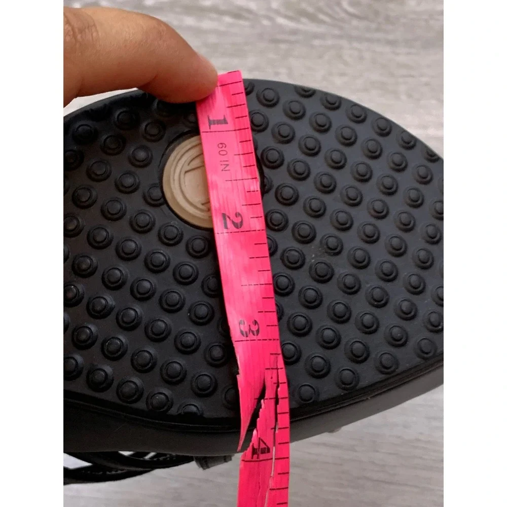 Cole Haan Nike Air Women's Sandals Black Leather Strappy Wedge Studded Slides 7